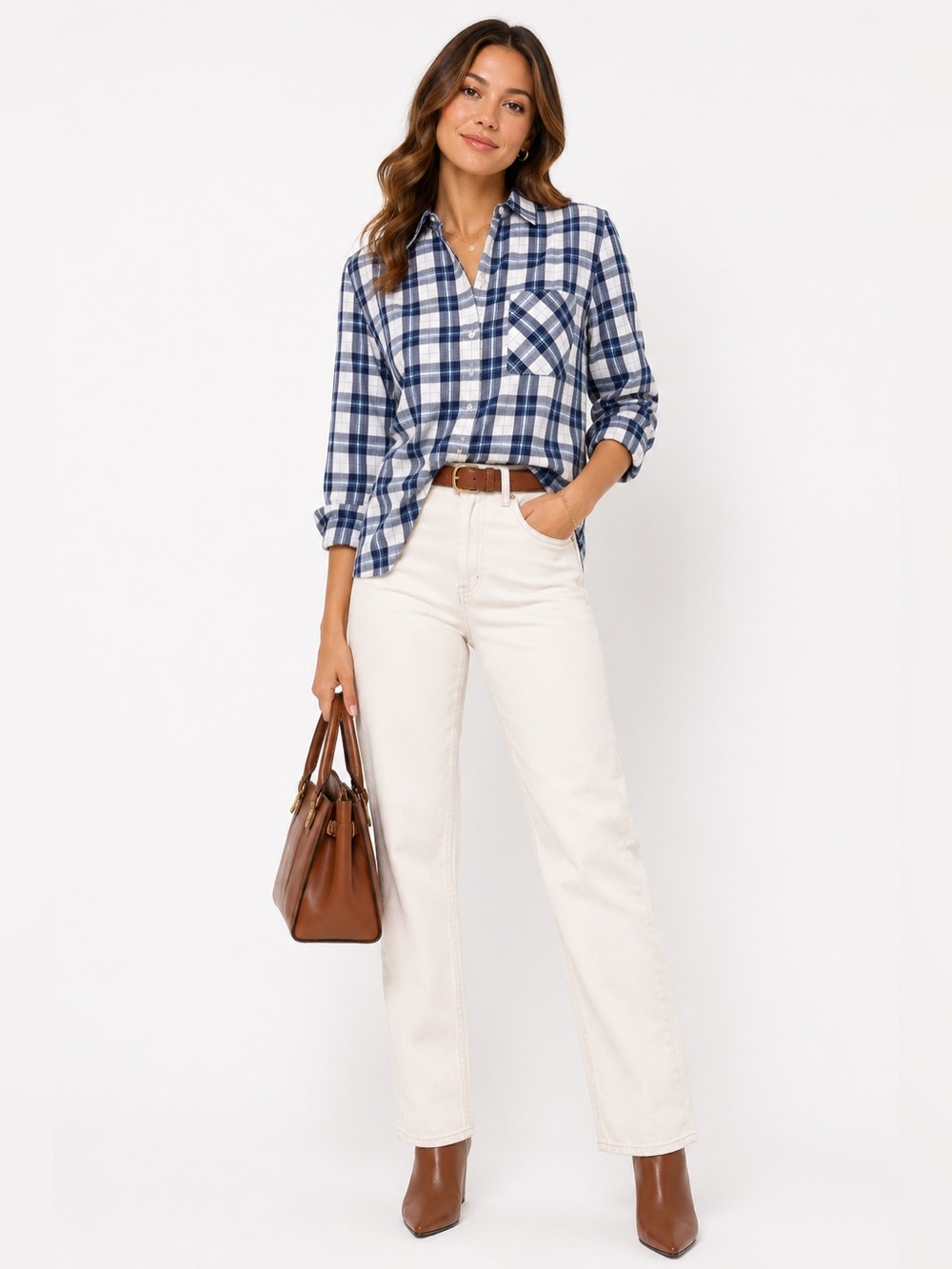UNTUCKit NWT Sorbo Button Down Long Sleeve Shirt in Blue Plaid